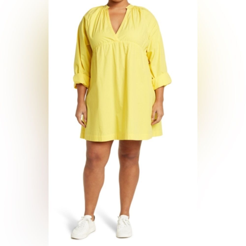 Melrose and Market 100% cotton yellow long sleeve empire waist dress size XL